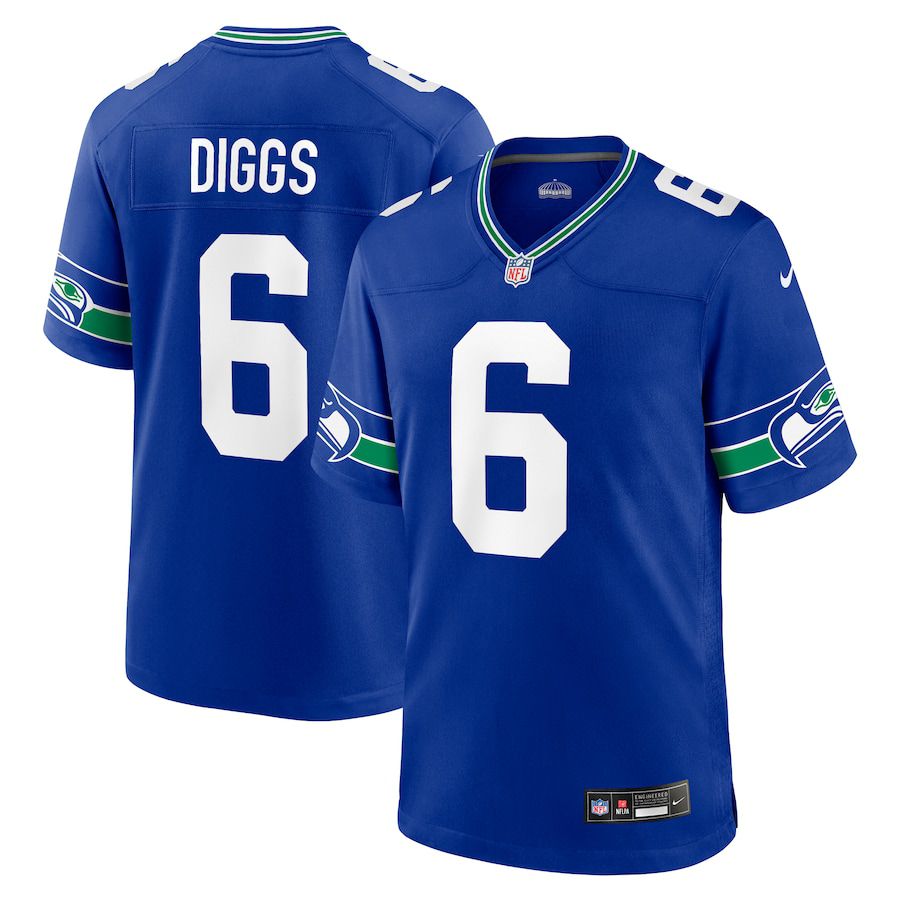 Men Seattle Seahawks 6 Quandre Diggs Nike Royal Throwback Player Game NFL Jersey